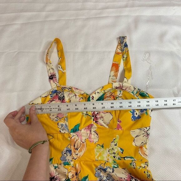 Bailey Blue Yellow Floral Pin Up Style Dress - Picture 4 of 10